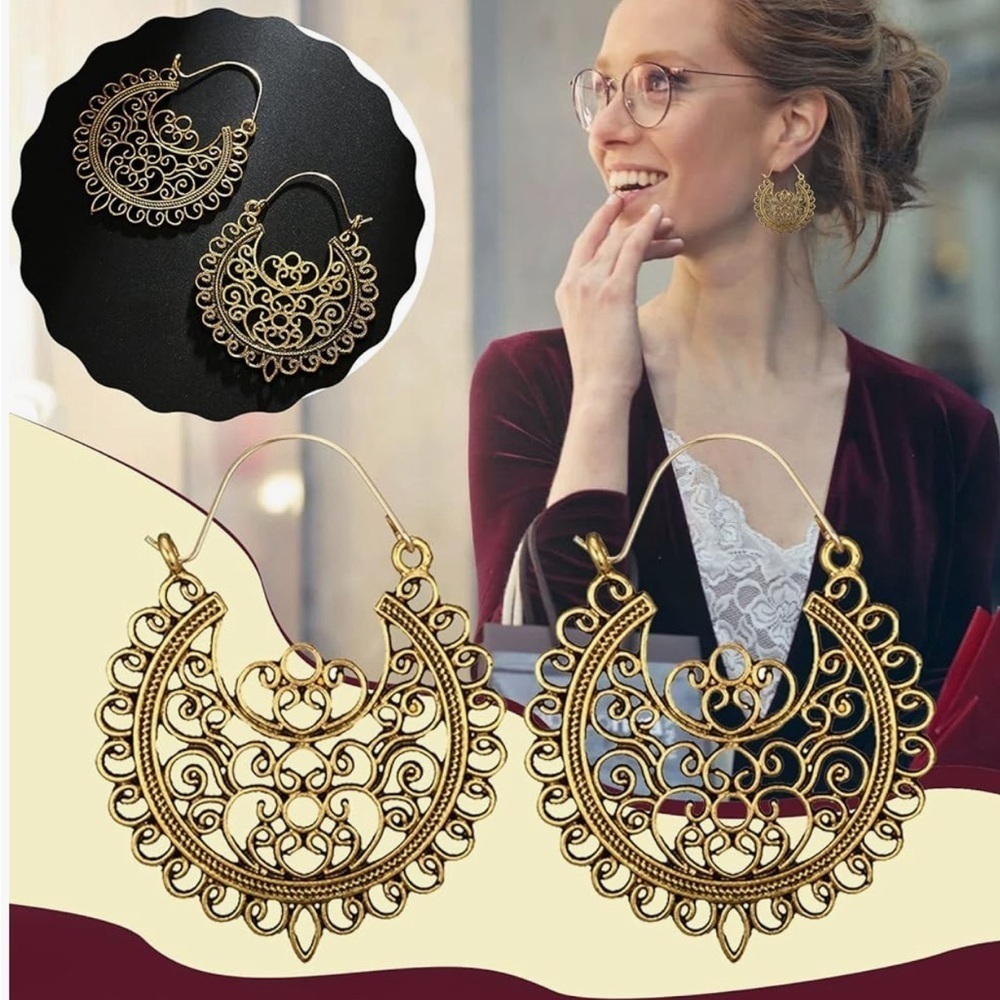 Gold Silver Tone Filigree Drop Earrings 2 Pairs 20 Earrings NEW Chunky Statement